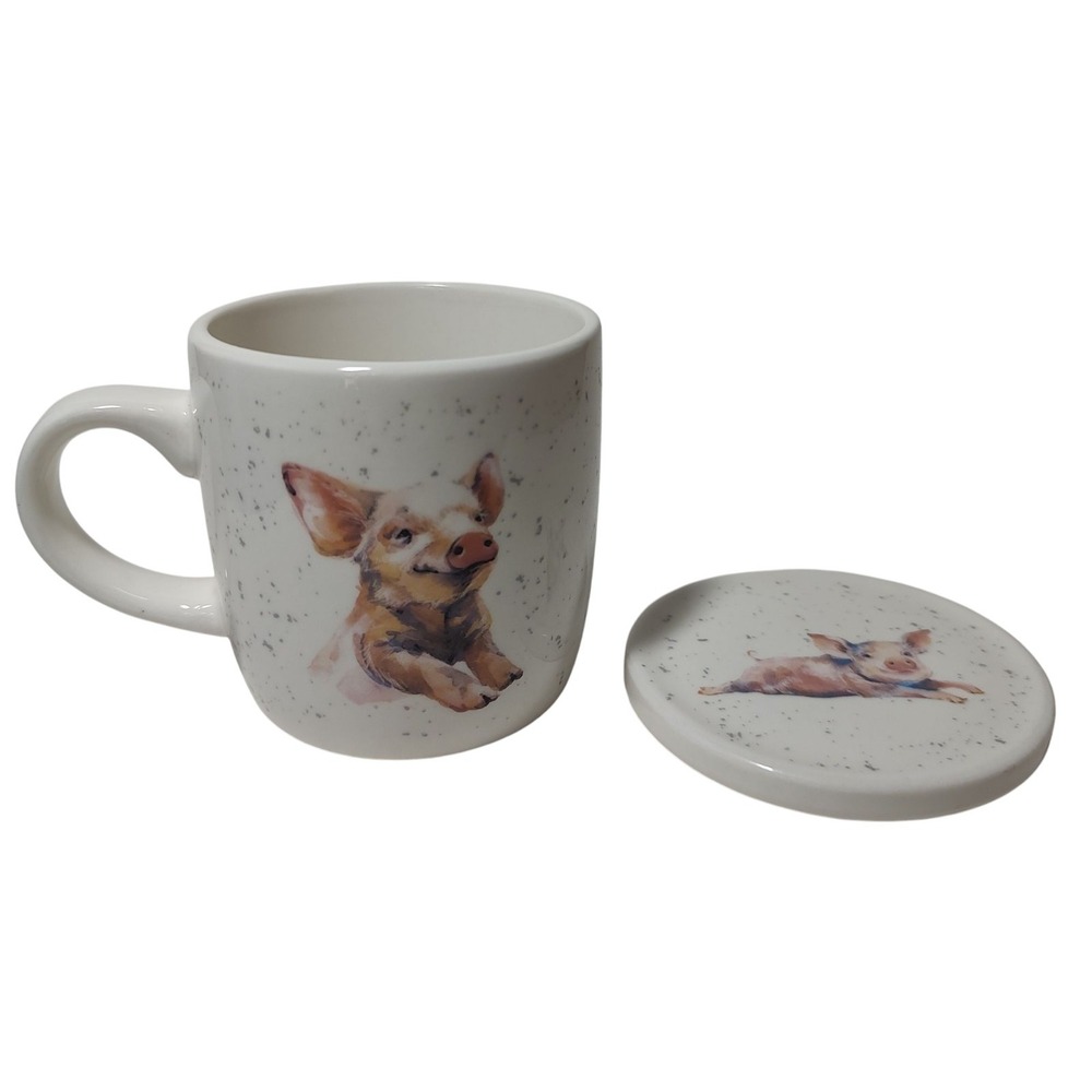 Kent Pottery Pig Mug and Coaster Simple and Sweet New In box Ten Oz‎ Two Pieces - Picture 11 of 14